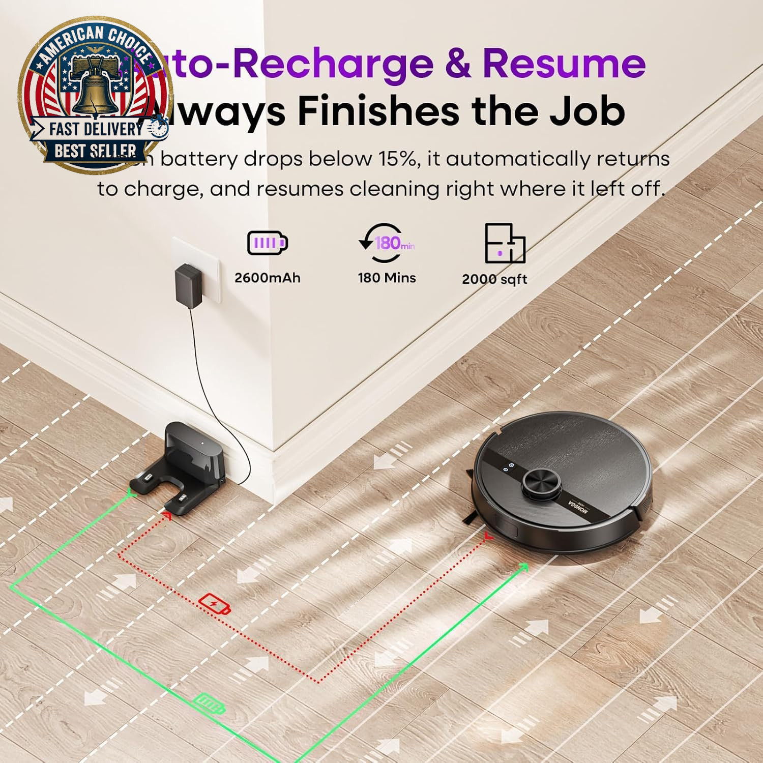 Robot Vacuum and Mop Combo, 7000Pa Robotic Vacuum with Lidar Navigation, 180Mins