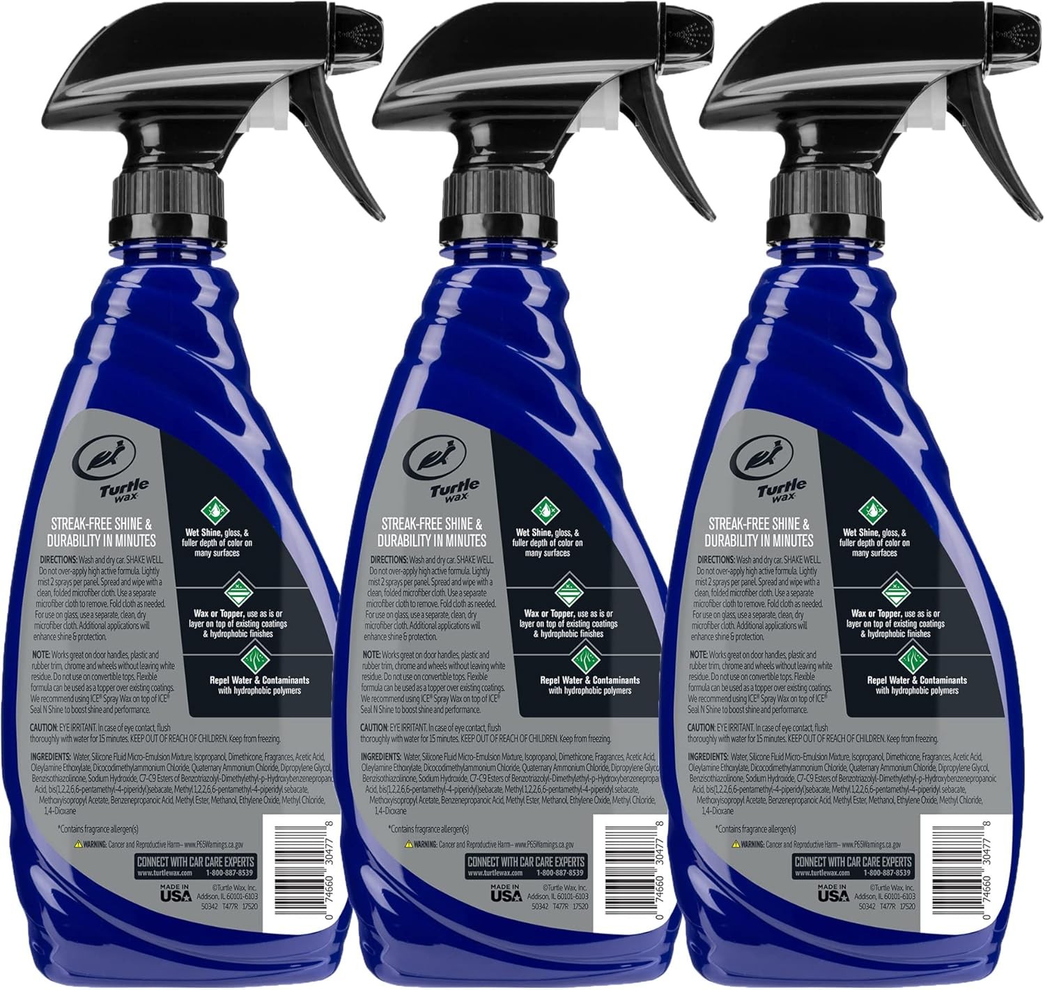 Turtle Wax ICE Spray Wax – 20 oz. Trigger Spray, 3 Packs