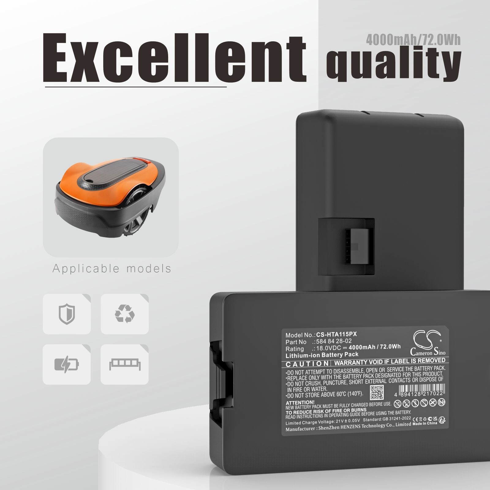 BATTERIE 18V 4000mAh Type 584 84 28-02 For Husqvarna 3 152 020, 115H 2020