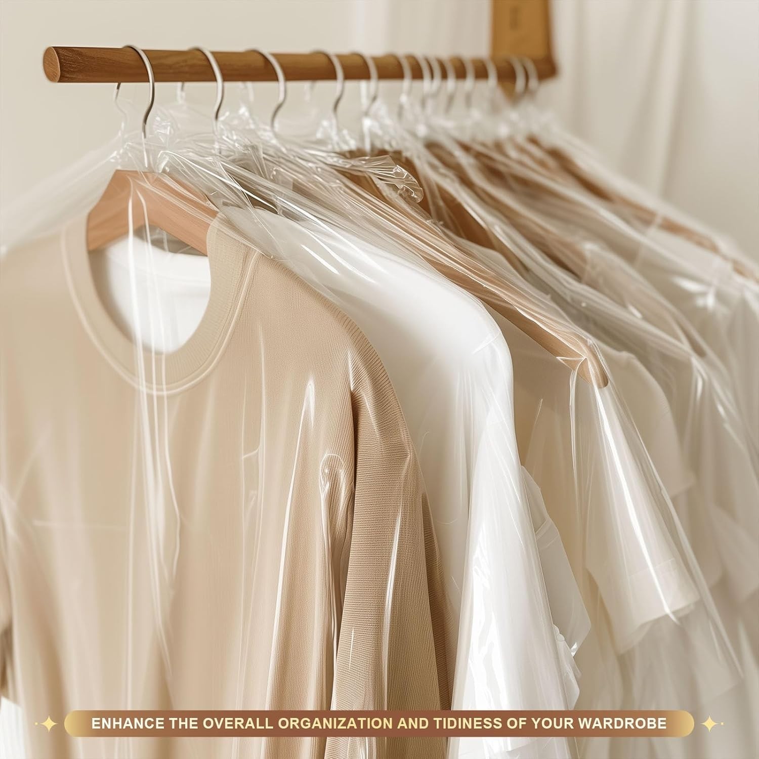 40 Pcs Dry Cleaner Clothes Covers Plastic Clear Garment Bags for Clothes 60x90cm