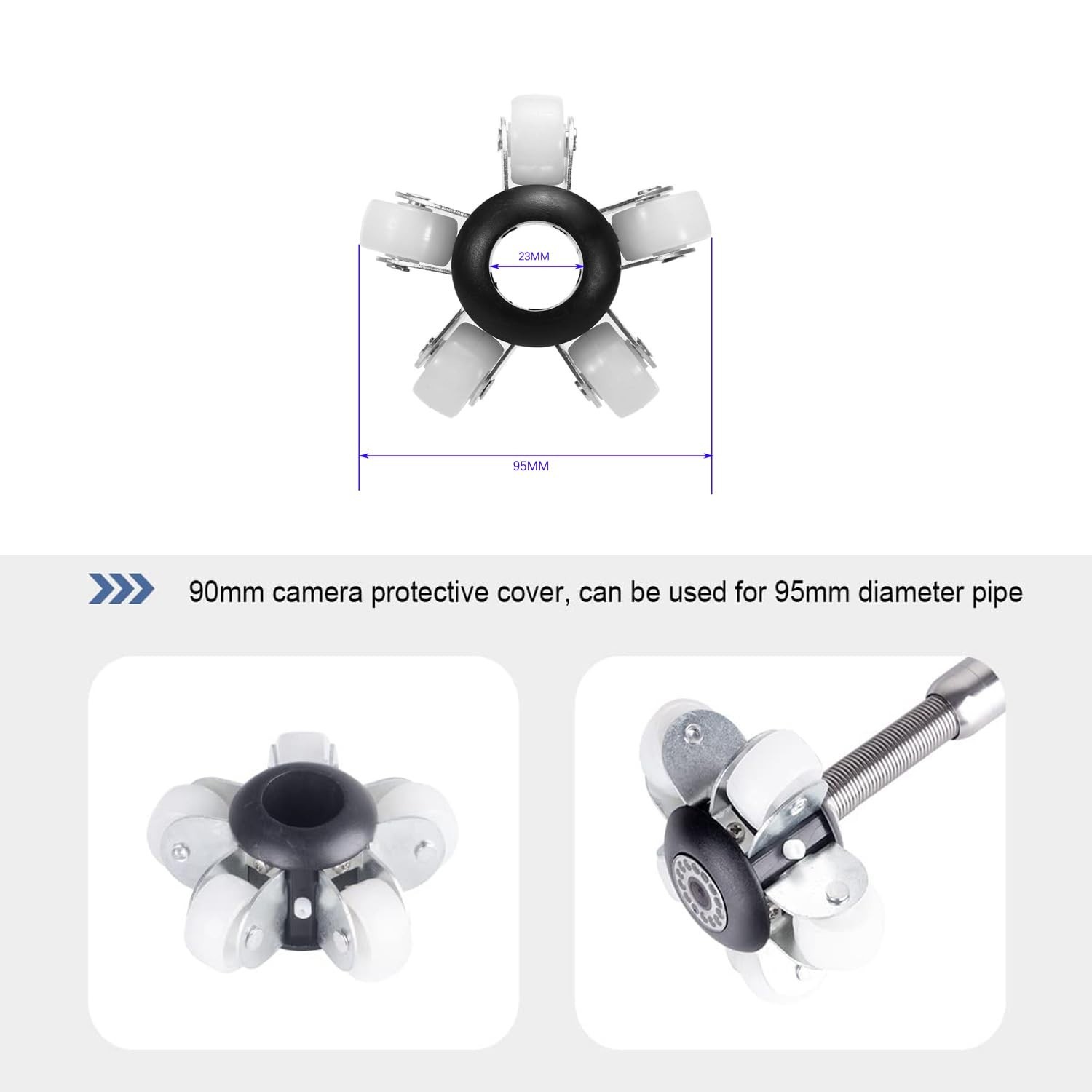 0.9in/23mm Sewer Camera Head Wheel – Durable Waterproof Guide Replacement
