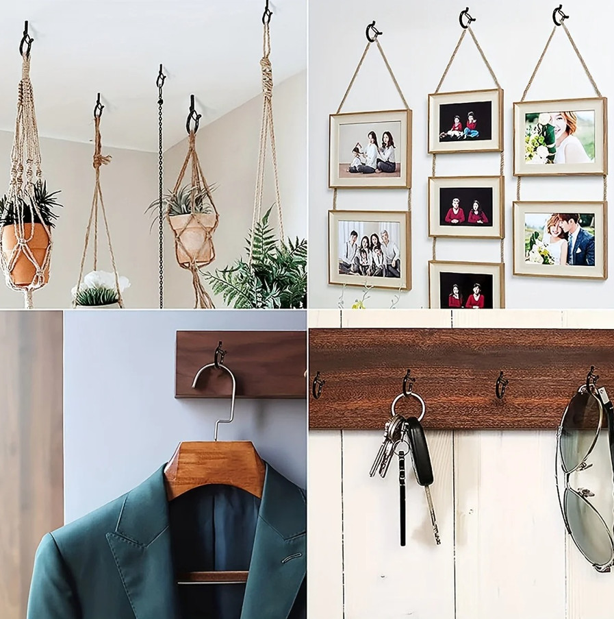 20pcs Windproof Hanger Hooks with Safety Buckle for Lights, Plants & Ceiling