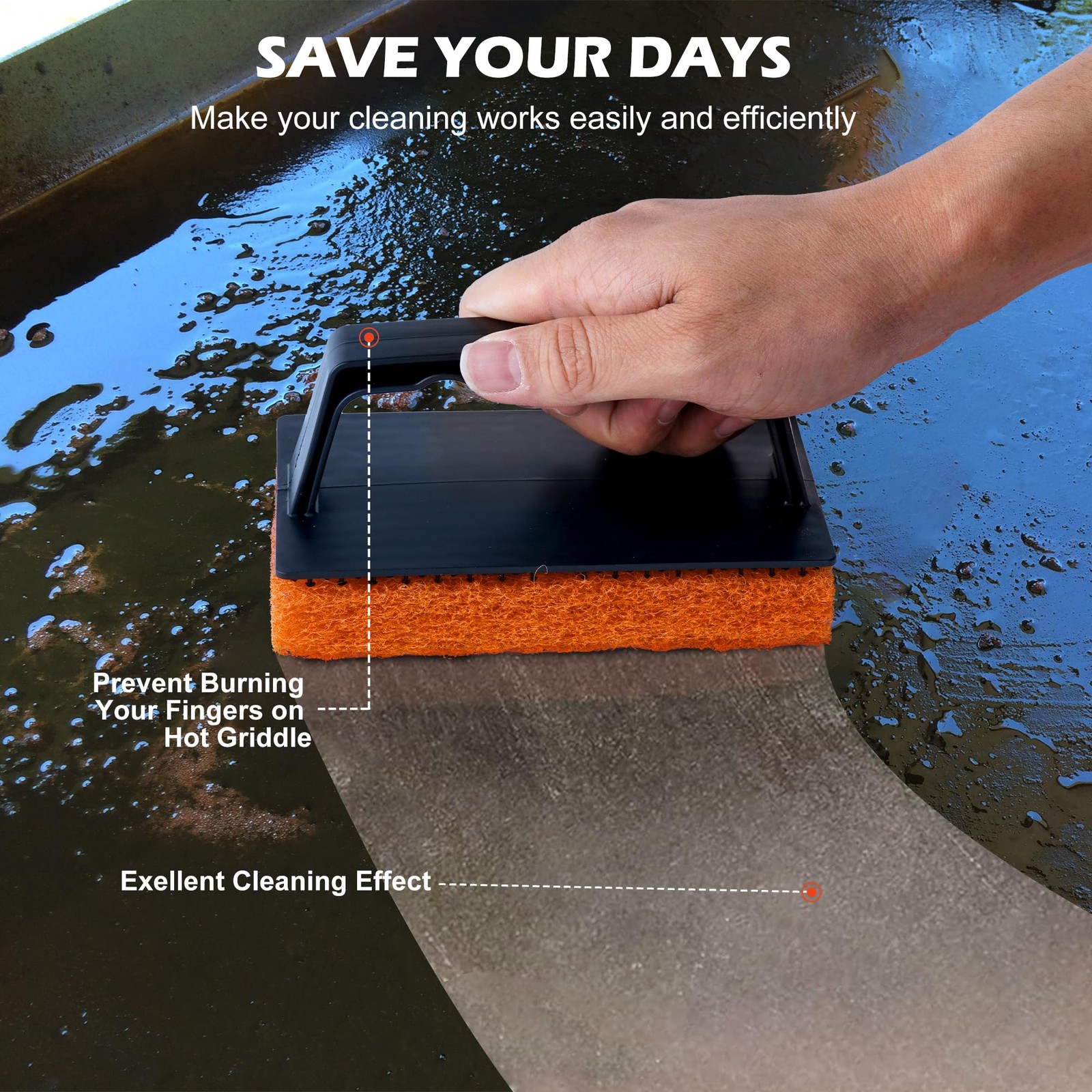 Griddle Cleaning Pads 22 Pack, Non-Scratch Grill Bathroom Scrub Pads