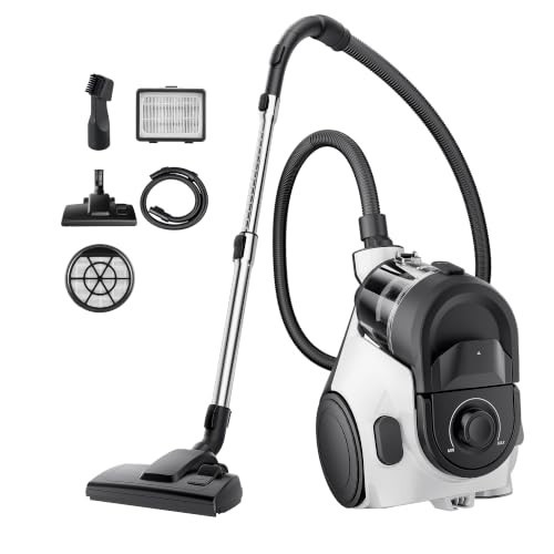 Bagless Canister Vacuum Cleaner 1100W HEPA Filter for Carpets Hard Floors Corded