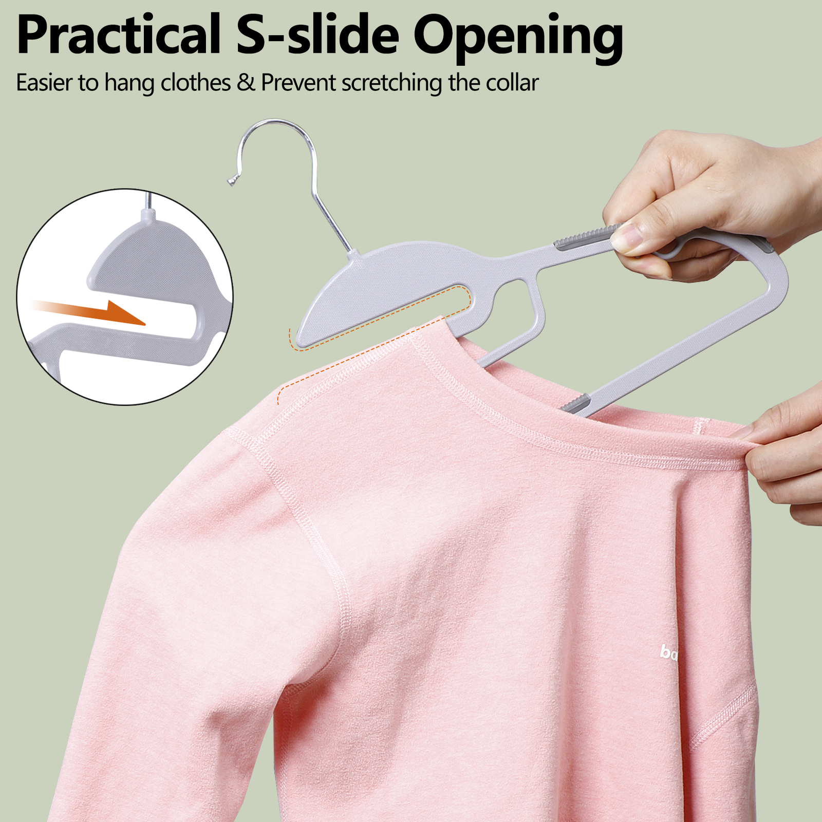 50 Pack Plastic Hangers Heavy Duty Non-Slip Clothes Hangers w/360° Swivel Hook