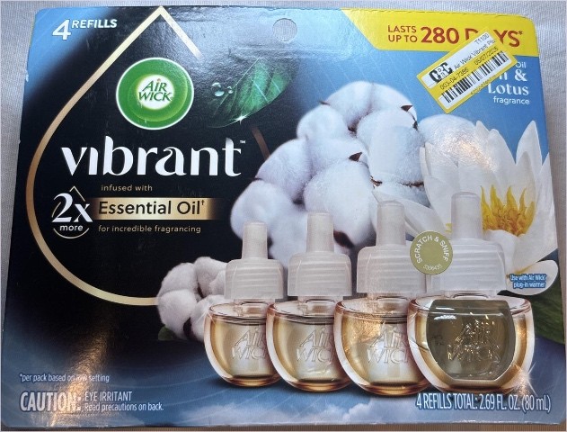 Air Wick Vibrant Plug-in Scented Oil Air Freshener Refills – 4pk: Cotton & White