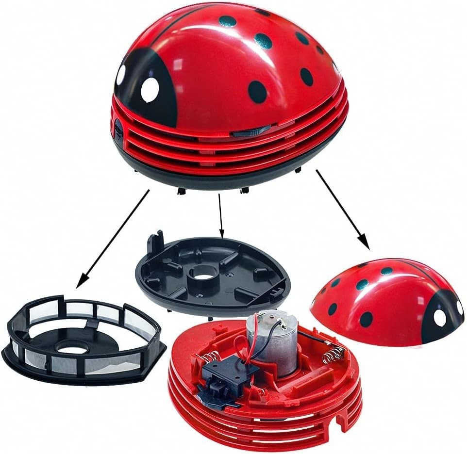 Cute Portable Mini Desktop Vacuum Cleaner, Red, Battery Powered, Acrylic Board