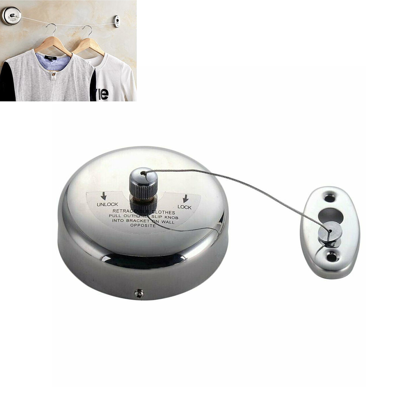R304 Stainless Steel Wall-mounted Retractable Single Clothes Line 9feet /2.8m