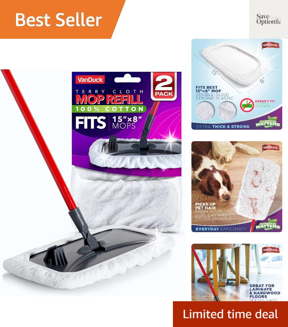 100% Cotton Terry Mop Pads 15×8 Inches, 2-Pack Mop Not Included | Reusable te…