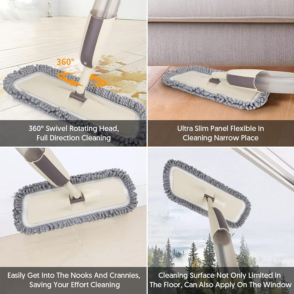 1/2Set Spray Mops for Floor Cleaning with 5 Washable Pads,Wet Dry Microfiber Mop