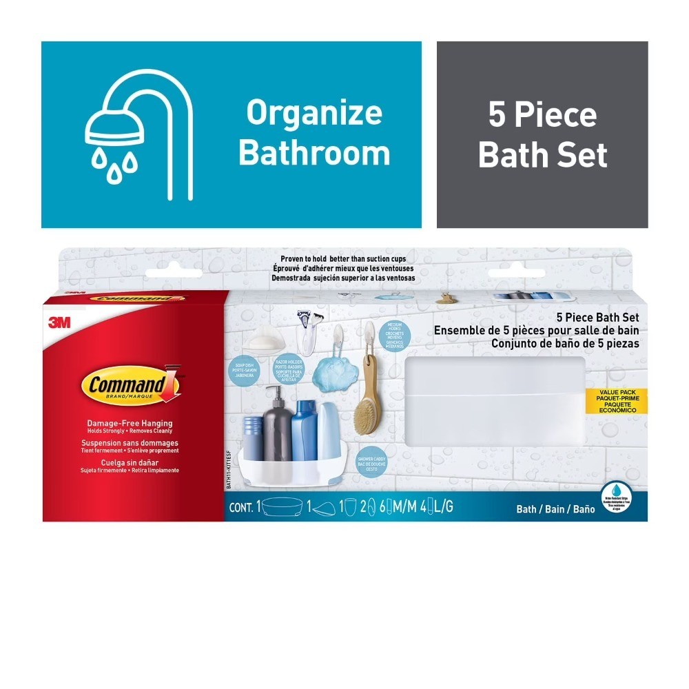 Bathroom Set with Soap Dish Holder and 2 Adhesive Hooks