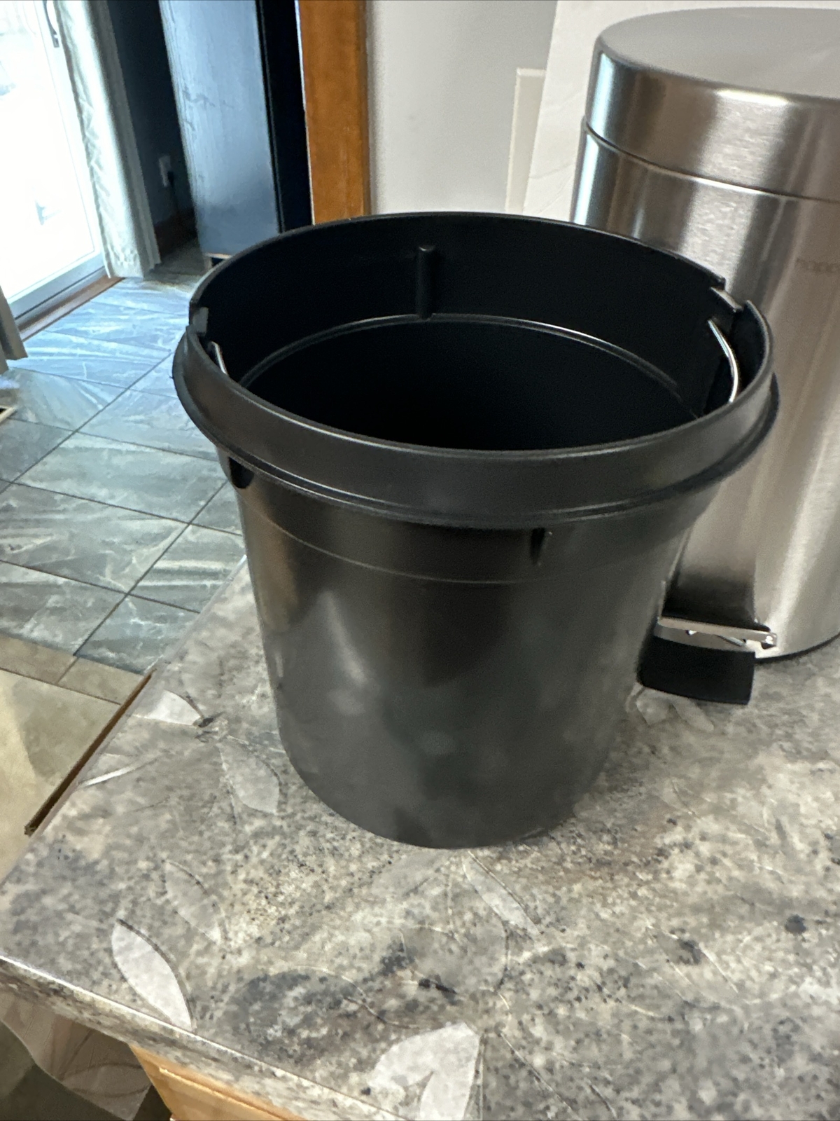 HAPPIMESS Round 5L 1.3 IS GALLON Soft-Close Lid Mini Trash Can STAINLESS STEEL
