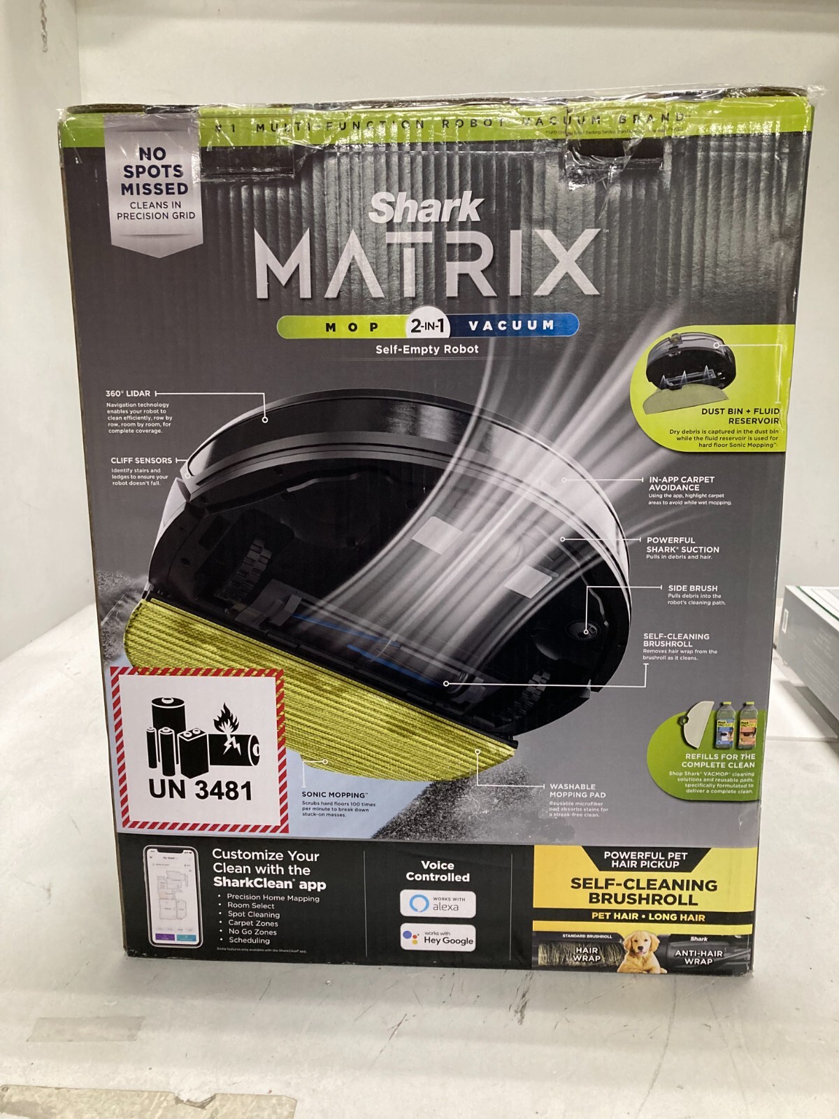 Shark MATRIX 2-in-1 Robot Mop & Vacuum UR2450WS Black with Self Empty Dust Bin