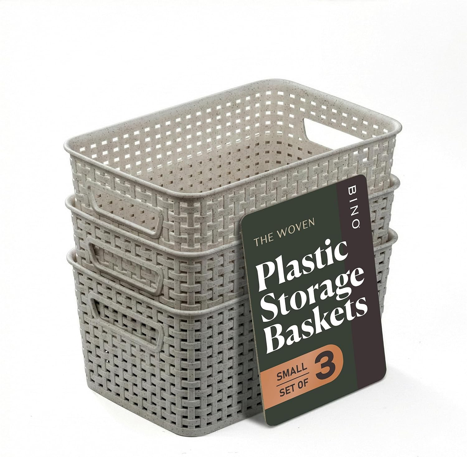 | Plastic Storage Baskets, 5.5 Liter – 3 Pack, Natural Grey | the WOVEN COLLECTI