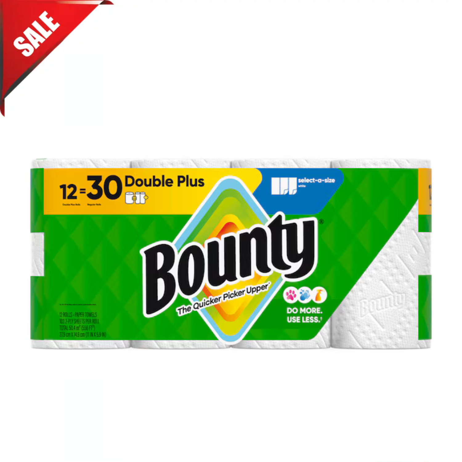 Bounty Paper Towels Select-A-Size White, 10 Triple Rolls, 123 Sheets Per Roll
