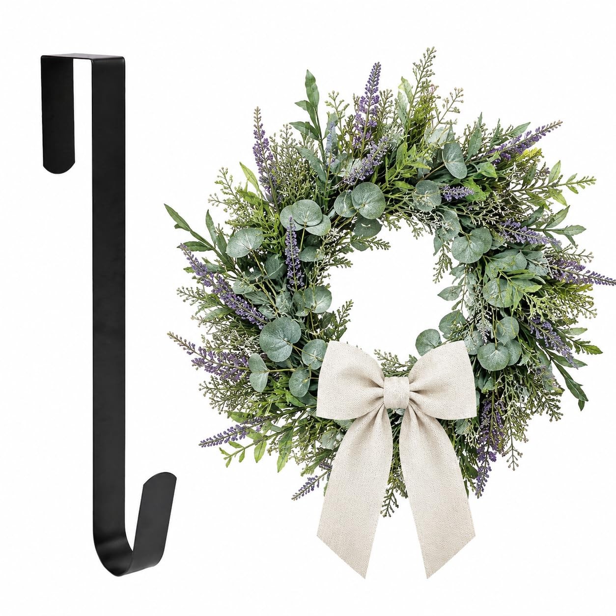 Sattiyrch 15″ Wreath Hanger for Front Door, Over the Door 15 Inch, Black