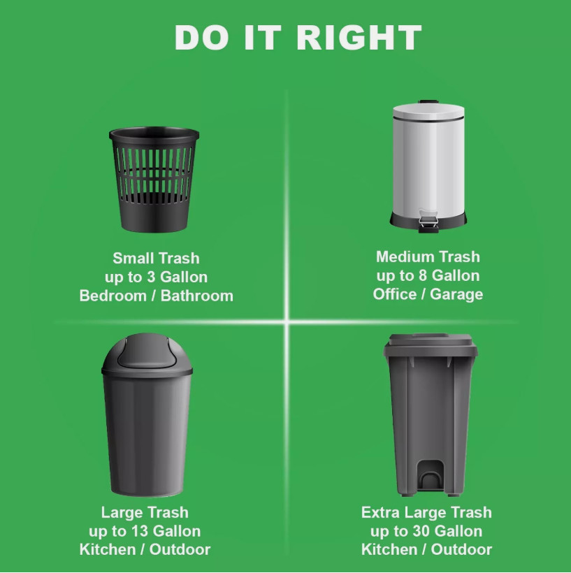 Trash Bags with Drawstring 100% Compostable Durable Garbage Bags 3,8,13 & 30 Gal