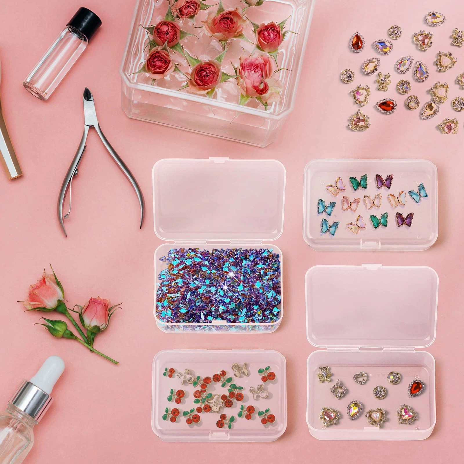 2PCS Small Plastic Storage Container Box DIY Coins Screws Jewelry Travel Beads