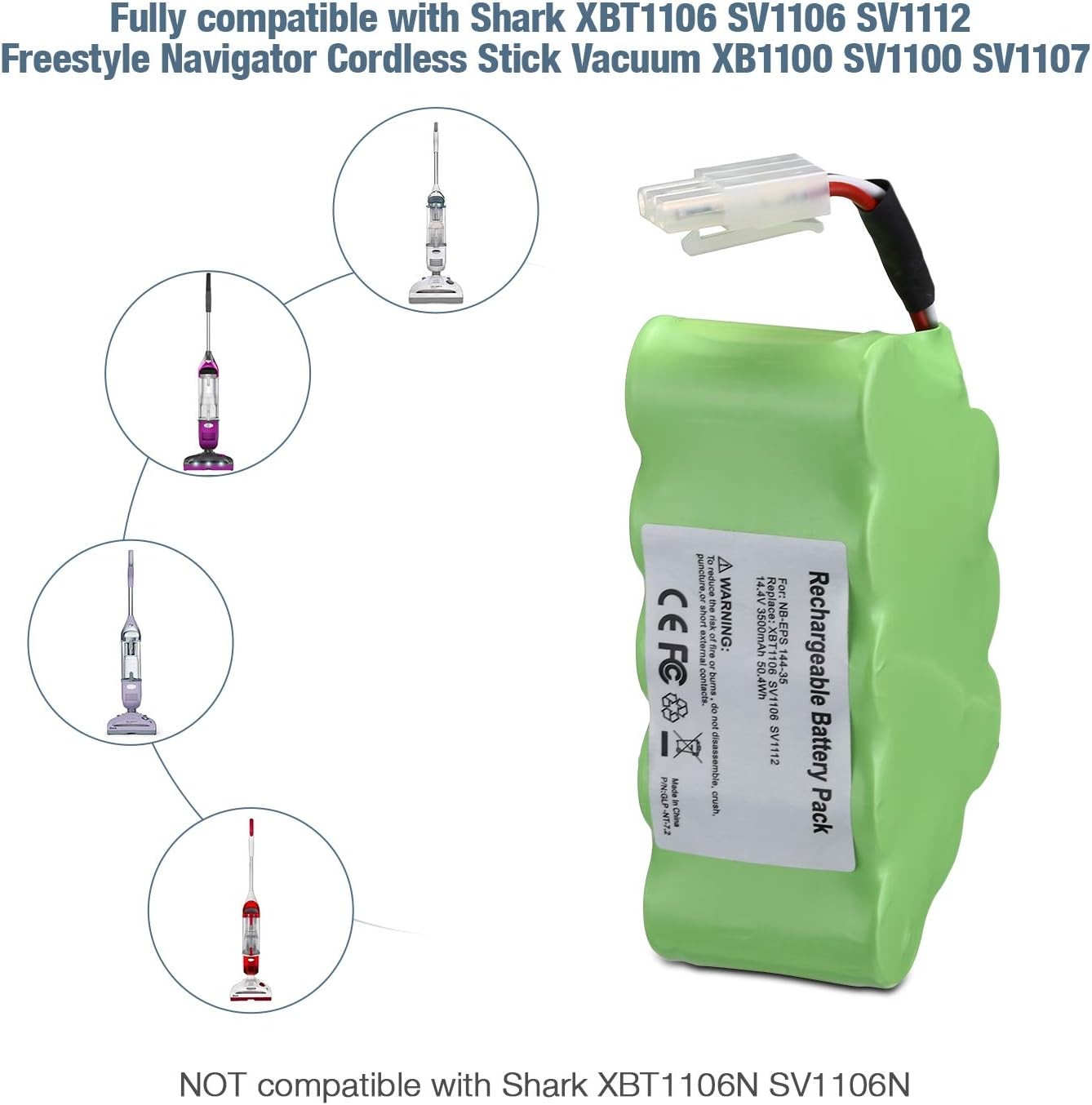 14.4V 3500mAh Replacement for Shark Vacuum Battery Compatible with Shark