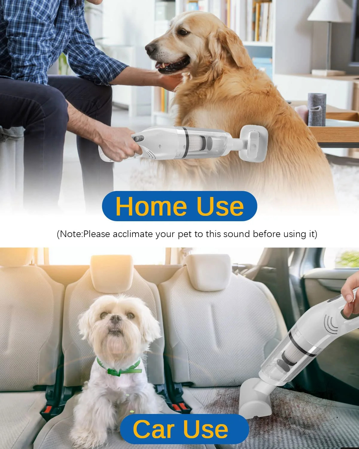 5-In-1 Handheld Pet Hair Vacuum & Grooming Brush, Low Noise Pet Vacuum for Shedd