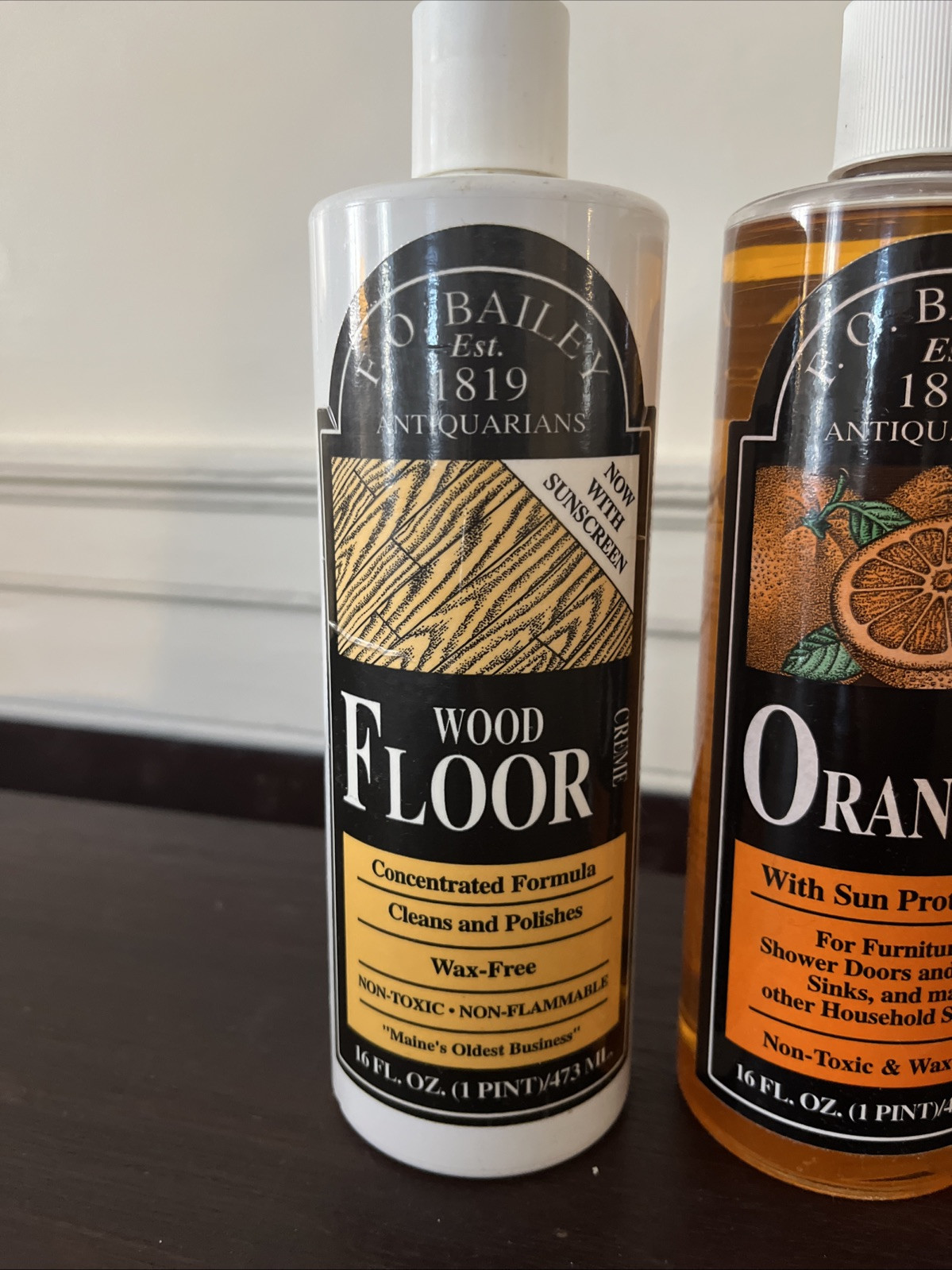 Vtg PARKER & F.O. BAILEY ORANGE OIL POLISH Furnitures Wood Kitchen Cabinet Scent