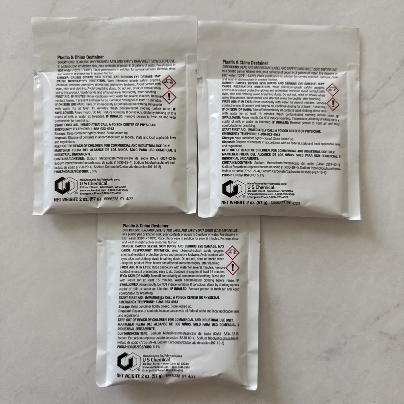 3x Array Powered Plastic China Destainer | 2oz Packs – Cleaning Product