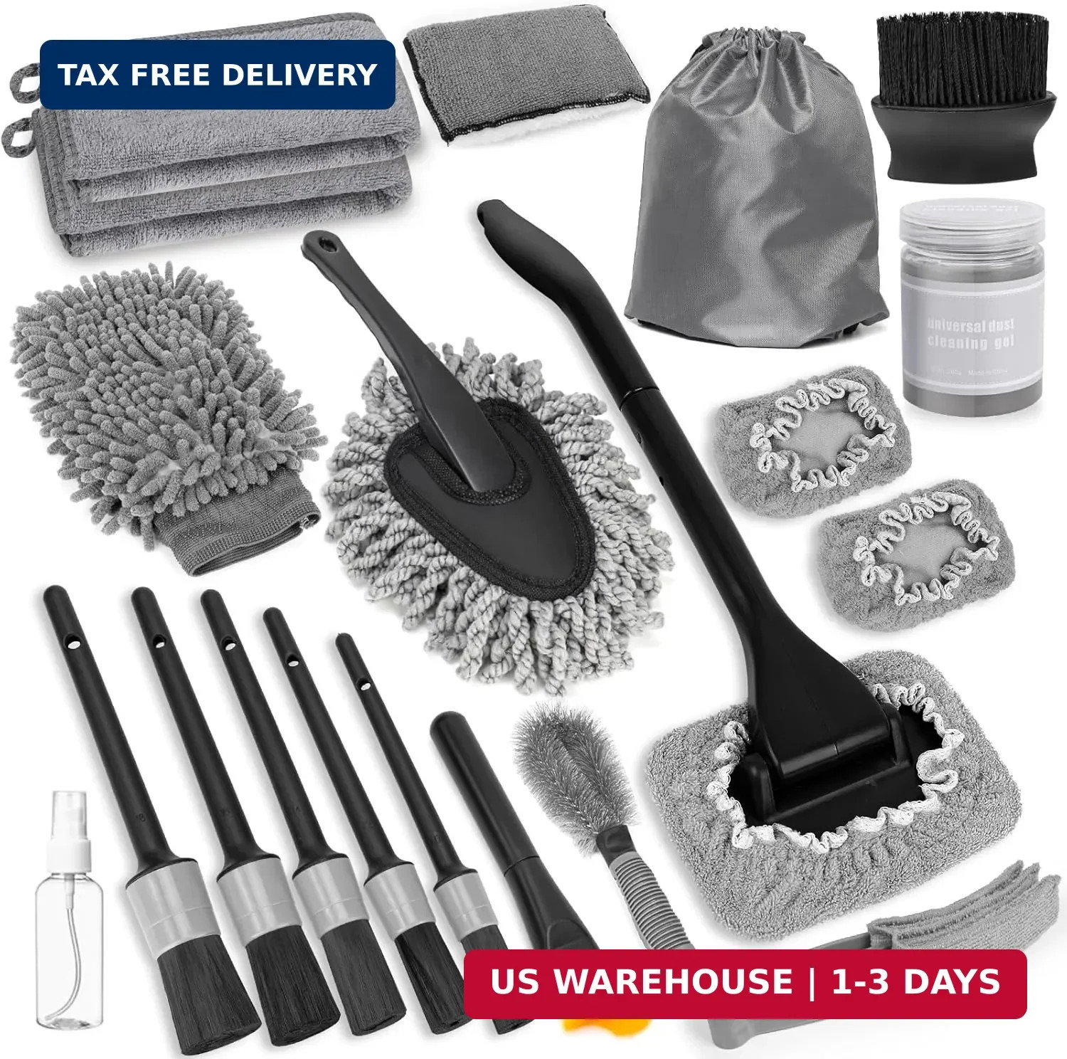 20Pcs Windshield Cleaner Tool – Car Interior Detailing Brush Kit with 200g Clean