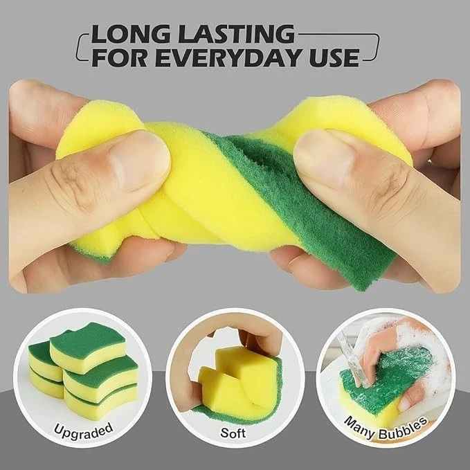 50 PCS Soft Absorbent Sponges Durable Multi Use Cleaning Pads for Kitchen Bath.