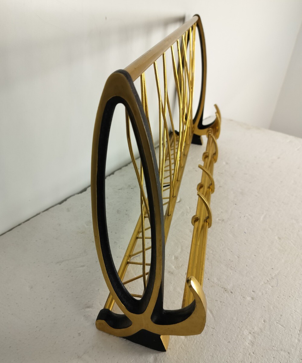Small Funky Gold Vintage Mid Century Chrome Coat Hat Rack Railroad Pop Art Moder
