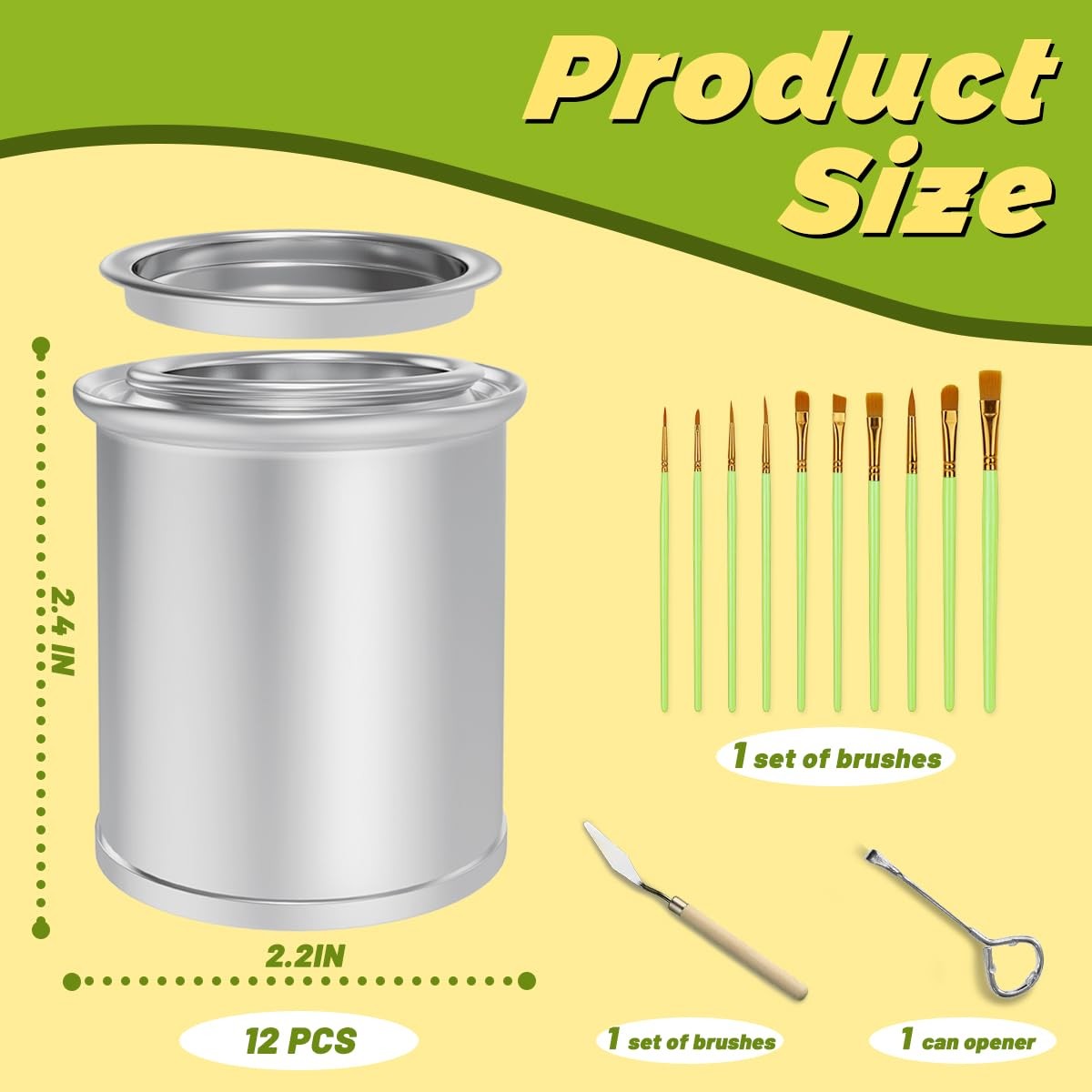 12 Pack Empty Paint Cans with Lids 1/4Pint 1/2 Cup Storage Container DIY