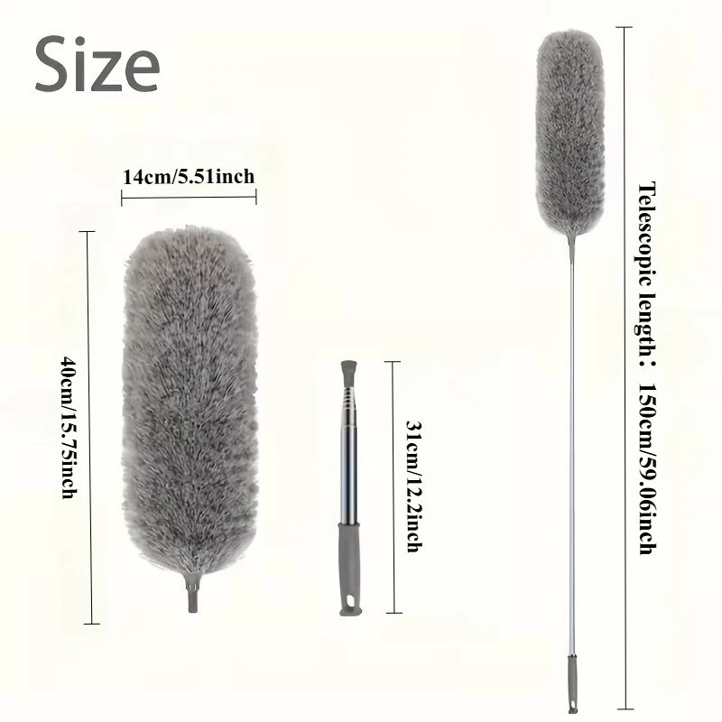 Duster with Extension Rod, Retractable Dust Brush, Microfiber Dust Brush, Reusab