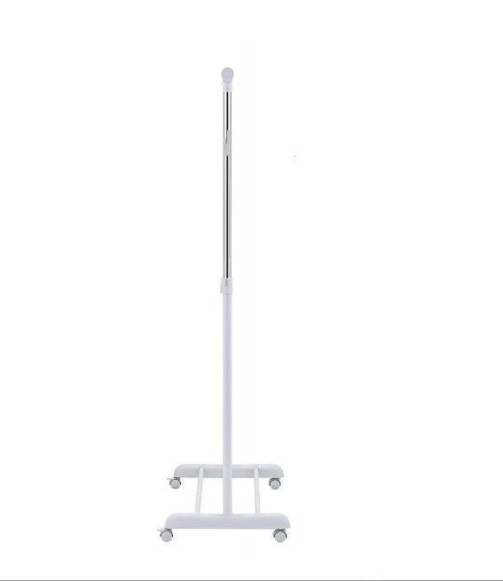 Heavy Clothes Hanger Adjustable Height Rolling Garment Rack Metal Chrome White
