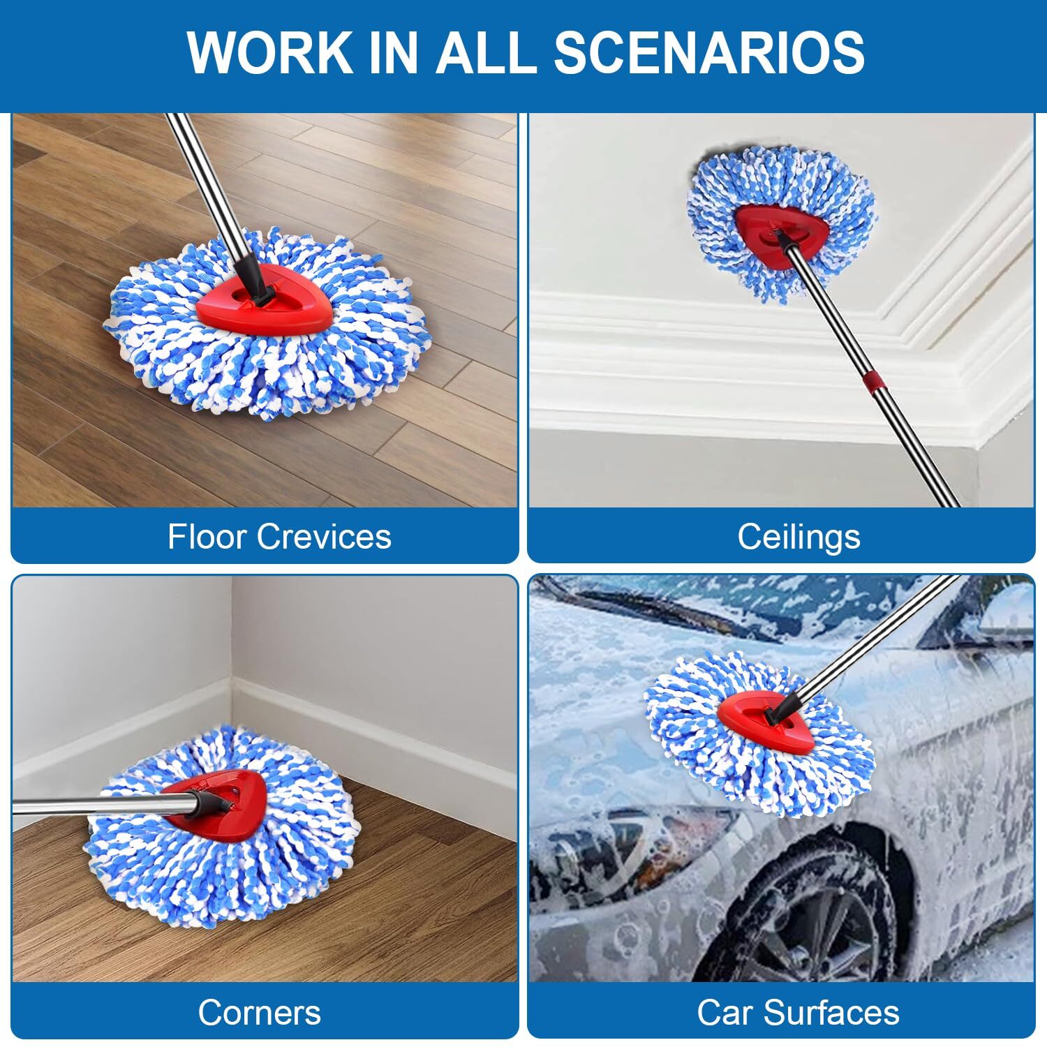 4 Pack Mop Replace Heads for O Cedar Rinse Clean 2 Tank System