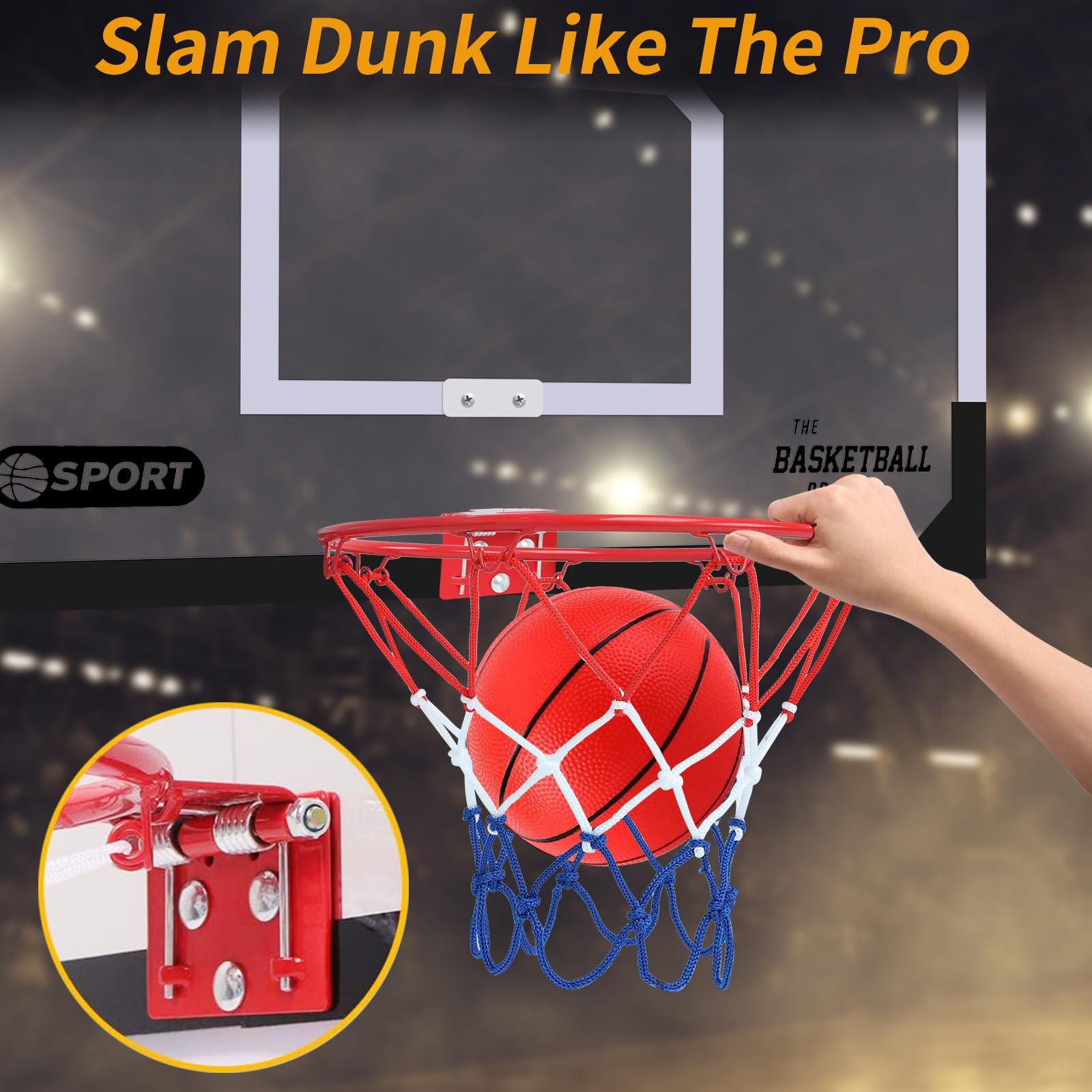 Upgrade Basketball Hoop Set – Extra Large 26″ x 17″ Pro X-Large, White&Black