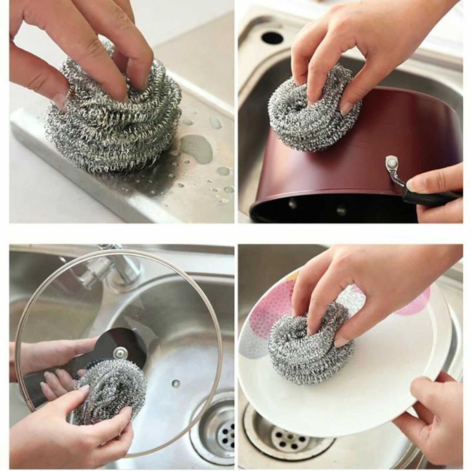 20 Pcs Stainless Steel Kitchen Cleaning Sponges Scouring Pad Steel Wool Scrubber