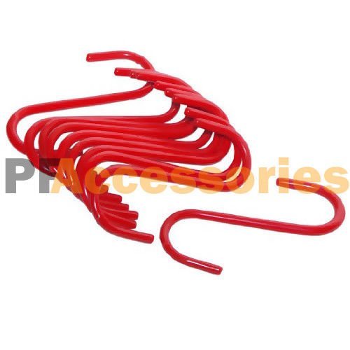 6 Pcs 5″ inch Red PVC Coated Steel S Hooks Hangers for Kitchen Metal Clasp Cup