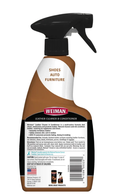 Weiman LEATHER CONDITIONER CLEANER Protect Restore Car Auto Seat Sofa 12oz spray