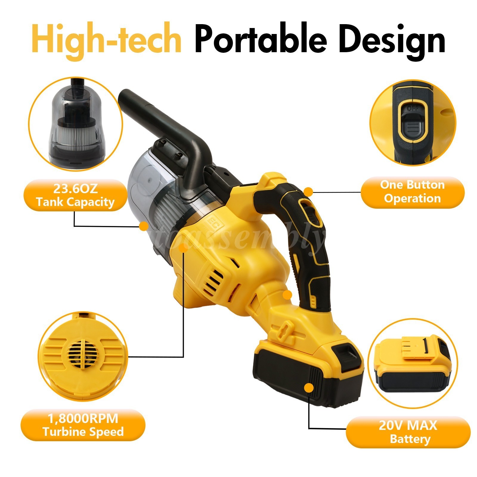 500W Cordless Handheld Vacuum Cleaner Portable Home Car Auto Wireless W/ Battery