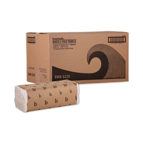 Boardwalk C-Fold Paper Towels Bleached White, 11.44 x 10, 198 Sheets/Pack, 12/CT