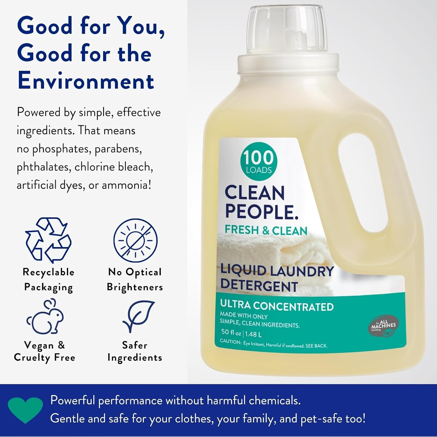The Clean People Liquid Laundry Detergent – Ultra Concentrated, 100 Loads