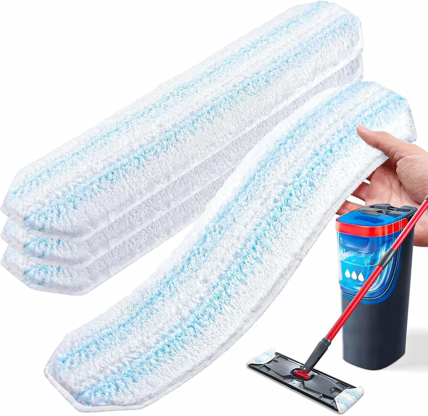 AIR U Mop Pad Replacements Compatible W/ O-Cedar H2prO Flat Mop System 4 Pack