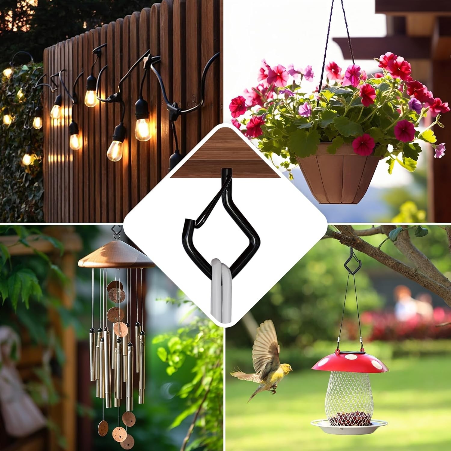20 PCS Screw Hooks with Safety Buckle, Heavy Duty Ceiling Hooks for Hanging Outd