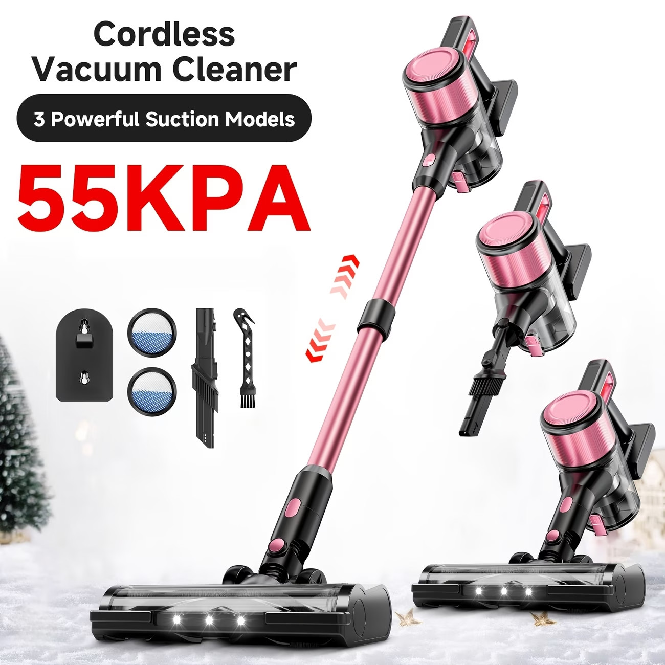 8-in-1 50Kpa Cordless Vacuum Cleaner Home Office 1.5L Powerful Stick Lightweight