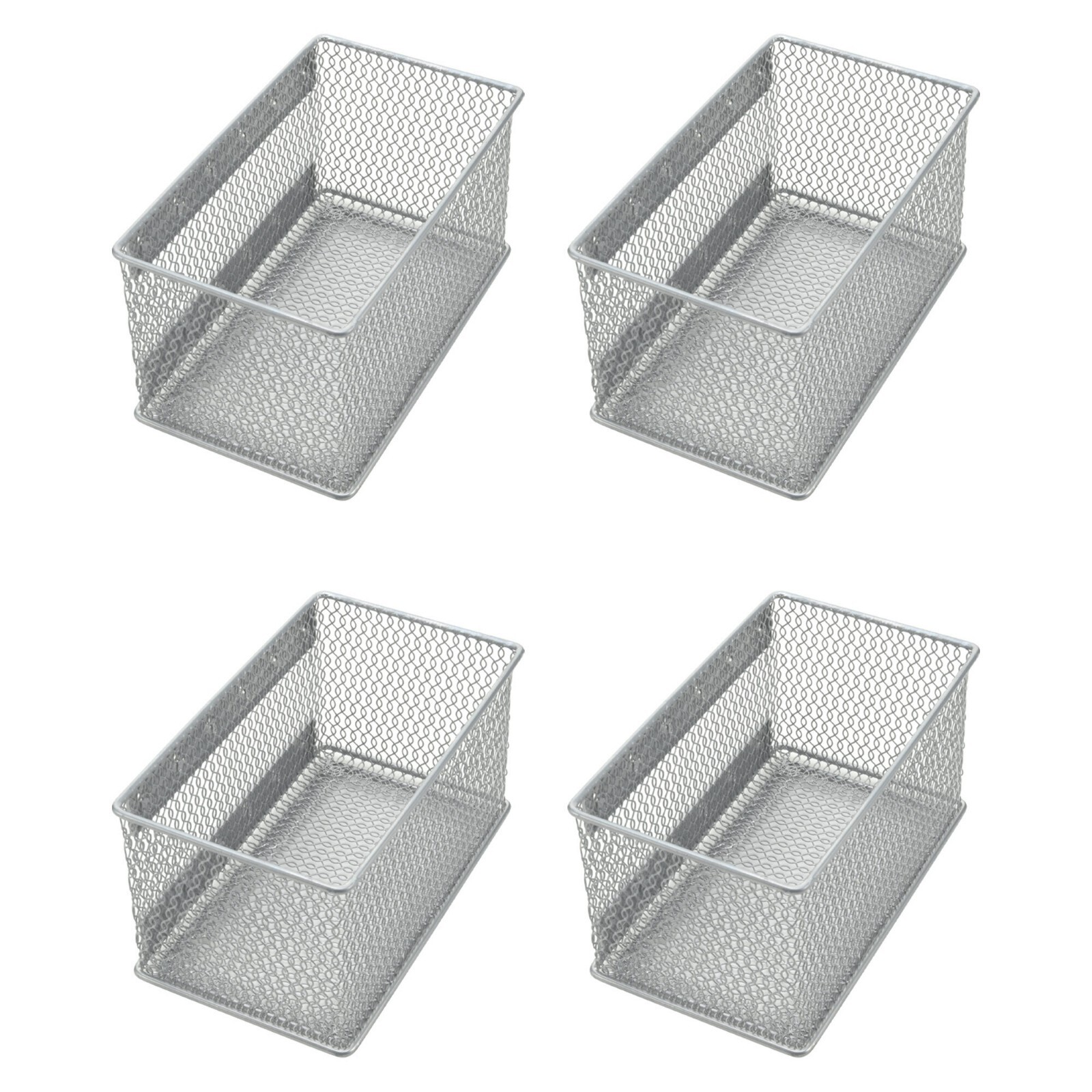 Ybm Home Wire Mesh Magnetic Basket Silver 7.75 in L x 4.3 in W x 4.3 in H 4 Pack