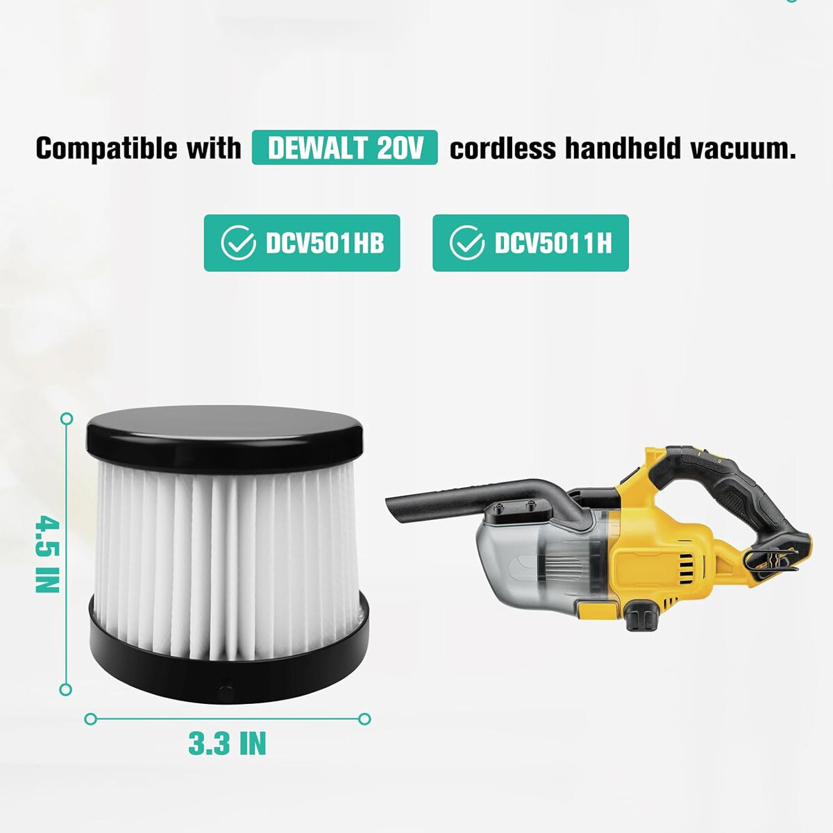 4 Packs DCV5011H HEPA Filters For DEWALT 20V Vacuum Cordless Handheld Vacuum