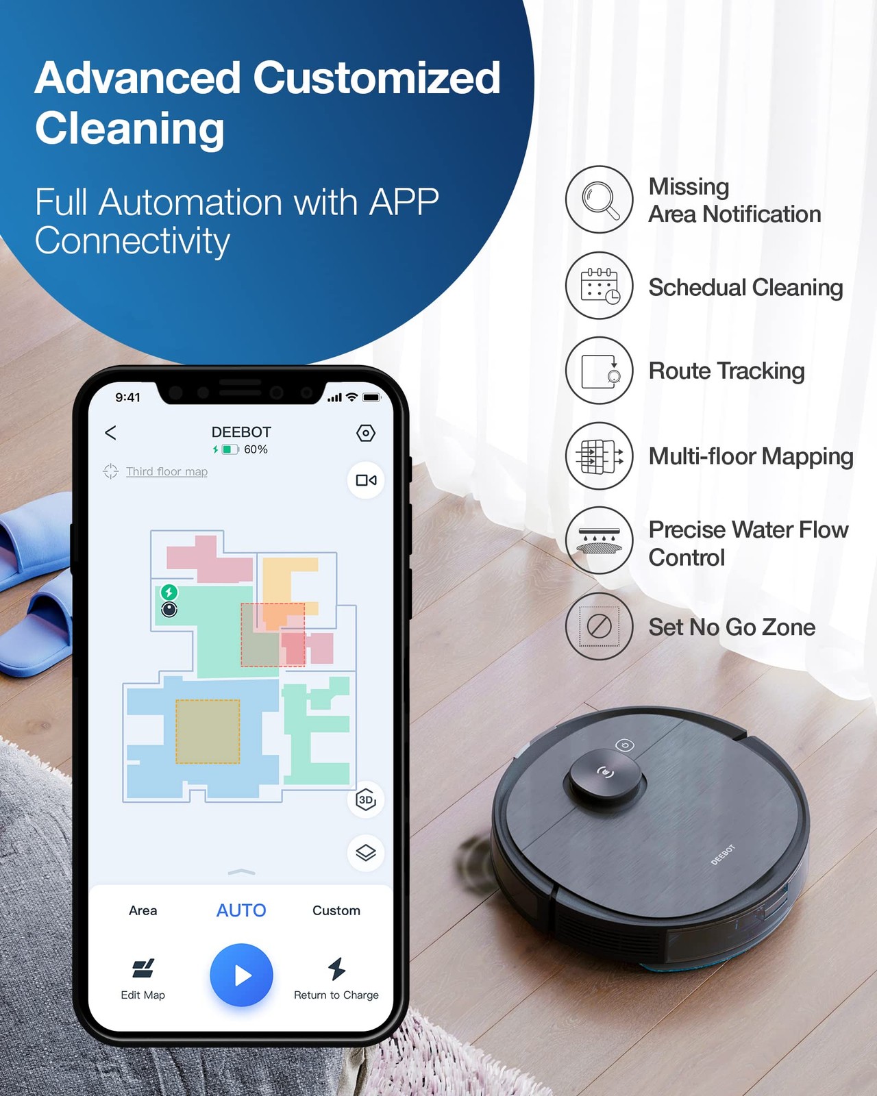 ECOVACS Deebot T8 AIVI Robot Vacuum Cleaner for Floors,Carpet, Vacumming