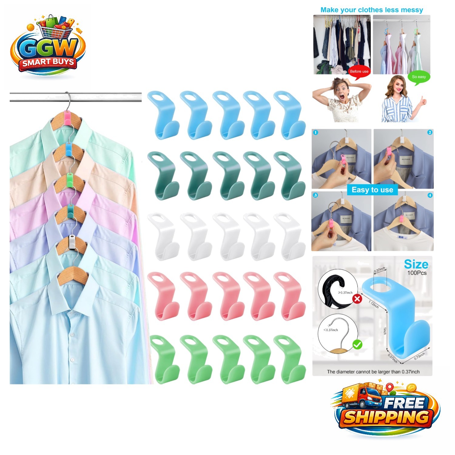 Versatile 100 PCS Hook Shaped Hanger Connectors – Space Efficiency Guaranteed