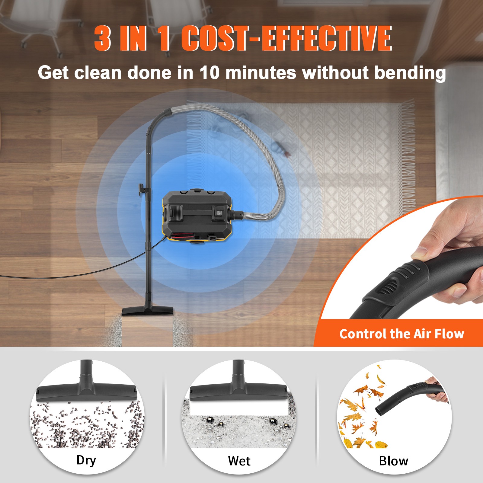 Wet Dry Vacuum 4 Gallon 5 Peak HP Portable Carpet Car Shop Vac Cleaner Blower