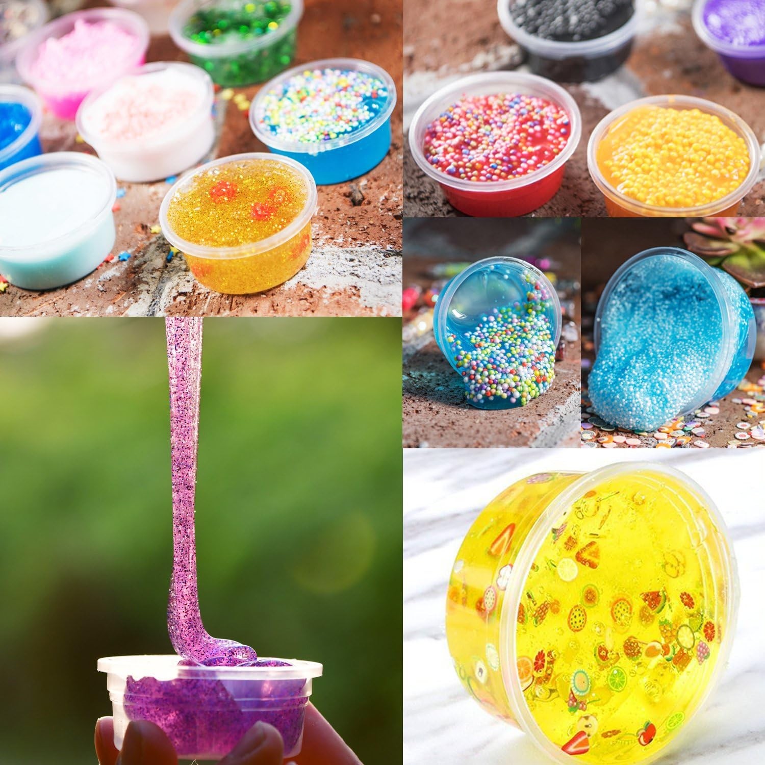 Augshy Small Slime Containers With Lids, 50 Pack 2 oz-50 Pack, Clear Lids