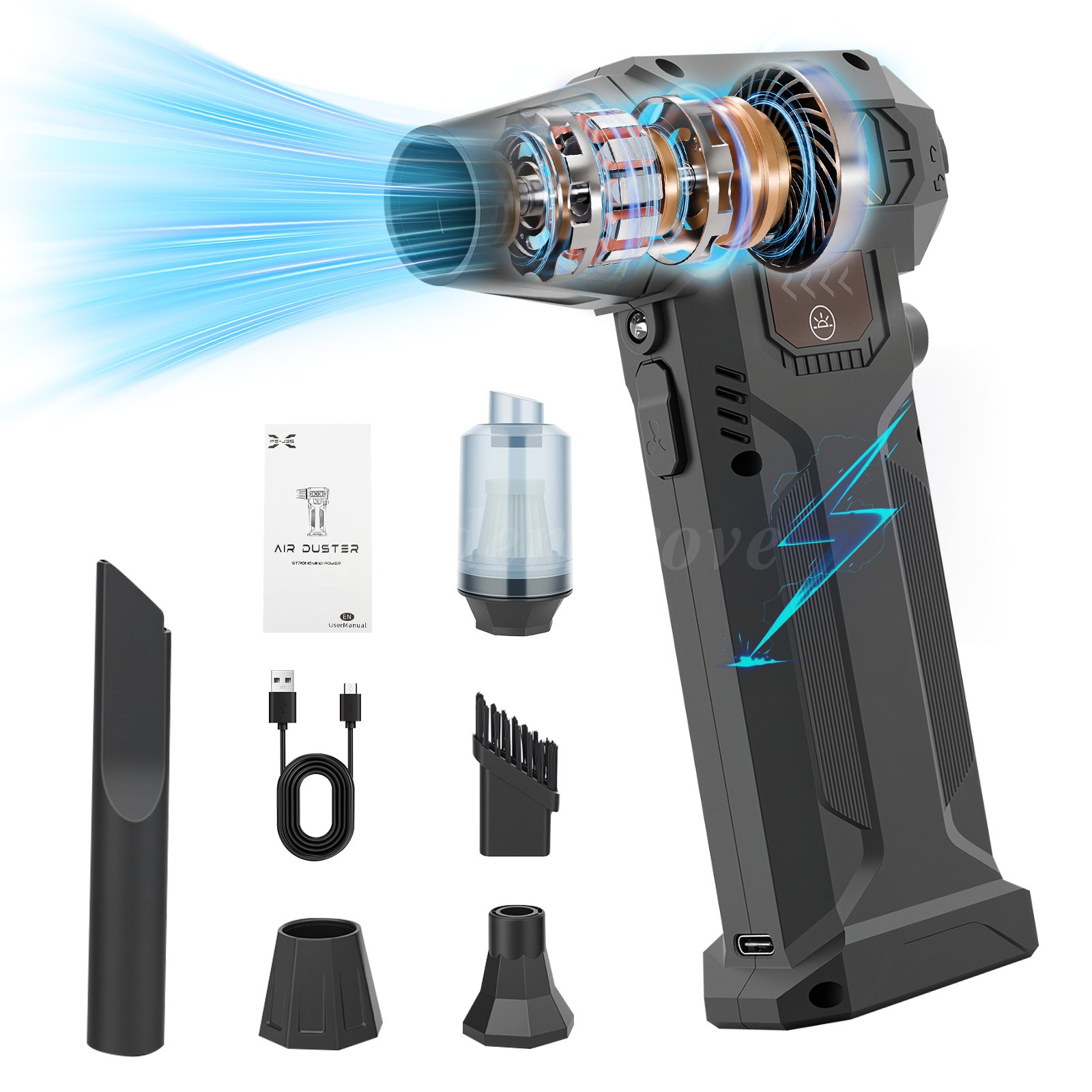 280000RPM Electric Air Duster Cordless Mini Jet Dry Blower Portable Turbo Fan US